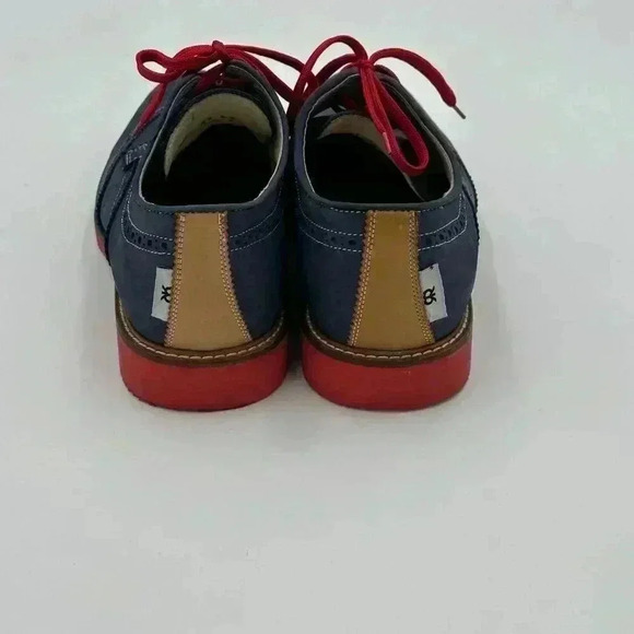 Custom Made Blue Suede Wingtip Men’s Shoes with Red Soles & Laces | Size 9 - Picture 4 of 10